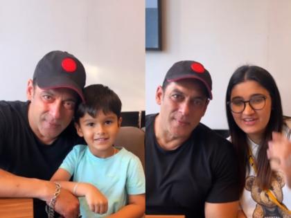 Salman Khan poses with Sania Mirza's son, sister in Dubai | Salman Khan poses with Sania Mirza's son, sister in Dubai