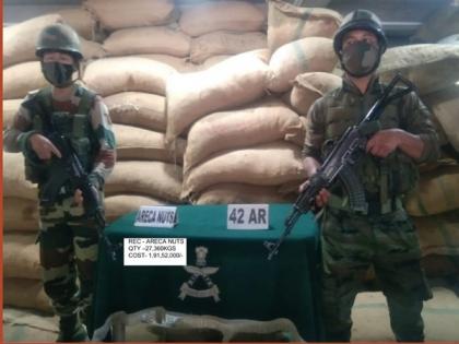 Mizoram: Assam Rifles, Custom seizes illegal areca nuts worth over Rs 1.9 cr at Champai | Mizoram: Assam Rifles, Custom seizes illegal areca nuts worth over Rs 1.9 cr at Champai
