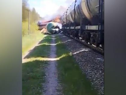 Russian freight train derails after "explosive device" detonates on track | Russian freight train derails after "explosive device" detonates on track