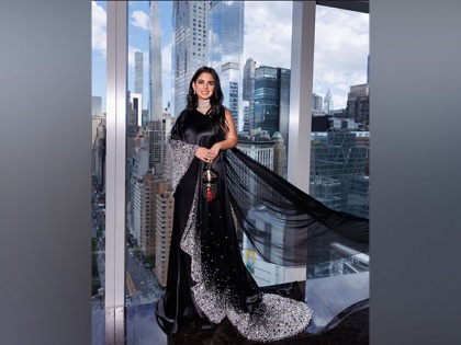 Isha Ambani makes Met Gala appearance in black saree gown | Isha Ambani makes Met Gala appearance in black saree gown
