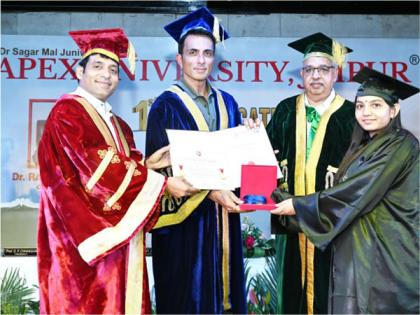 Actor Sonu Sood Receives Honoris Causa at Apex University's Jaipur Rajasthan 1st Convocation Ceremony, Inspiring Graduates to Make Positive Impact | Actor Sonu Sood Receives Honoris Causa at Apex University's Jaipur Rajasthan 1st Convocation Ceremony, Inspiring Graduates to Make Positive Impact