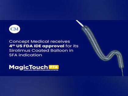 Concept Medical's fourth IDE approval for the MagicTouch Sirolimus Coated Balloon is granted for the treatment of Superficial Femoral Artery Disease (SFA) | Concept Medical's fourth IDE approval for the MagicTouch Sirolimus Coated Balloon is granted for the treatment of Superficial Femoral Artery Disease (SFA) Concept Medical's fourth IDE approval for the MagicTouch Sirolimus Coated Balloon is granted for the treatment of Superficial Femoral Artery Disease (SFA) | Concept Medical's fourth IDE approval for the MagicTouch Sirolimus Coated Balloon is granted for the treatment of Superficial Femoral Artery Disease (SFA)