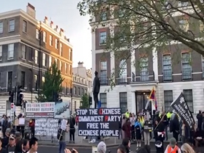 Protests held outside Chinese embassy in London to commemorate Tiananmen Square massacre | Protests held outside Chinese embassy in London to commemorate Tiananmen Square massacre