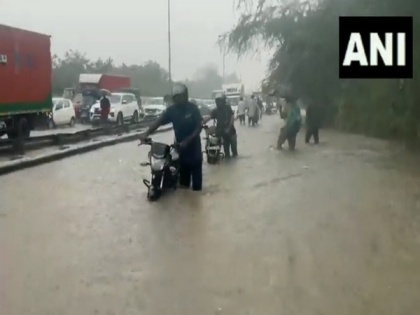 Delhi-Gurugram expressway waterlogged after heavy downpour, traffic jam for up to 5 km | Delhi-Gurugram expressway waterlogged after heavy downpour, traffic jam for up to 5 km