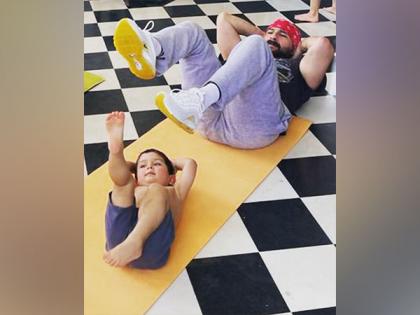 Saif Ali Khan's yoga session is loaded with son Jeh's cuteness | Saif Ali Khan's yoga session is loaded with son Jeh's cuteness