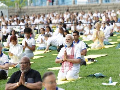 PM Modi praises energy, commitment shown by participants during Yoga Day event at UN Headquarters | PM Modi praises energy, commitment shown by participants during Yoga Day event at UN Headquarters