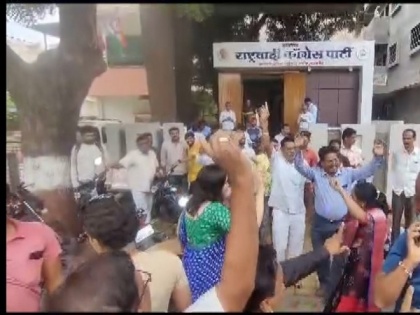 Maharashtra: NCP workers in Jalgaon celebrate after Ajit Pawar takes oath as Dy CM | Maharashtra: NCP workers in Jalgaon celebrate after Ajit Pawar takes oath as Dy CM