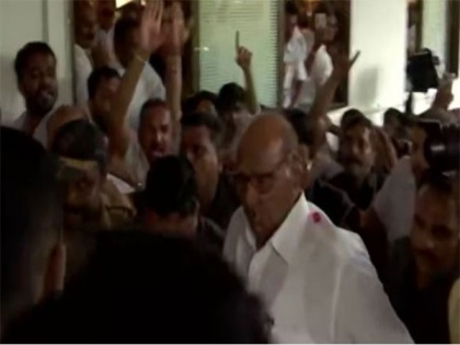 NCP Chief Sharad Pawar arrives at Yashwantrao Chavan Centre to attend party meeting | NCP Chief Sharad Pawar arrives at Yashwantrao Chavan Centre to attend party meeting