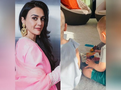Preity Zinta shares pictures of her kids after their mundan ceremony | Preity Zinta shares pictures of her kids after their mundan ceremony