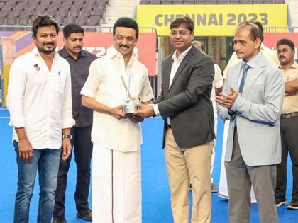 Tamil Nadu CM Stalin inaugurates Carbon-zero hockey turf for Asian Champions Trophy Chennai 2023 | Tamil Nadu CM Stalin inaugurates Carbon-zero hockey turf for Asian Champions Trophy Chennai 2023
