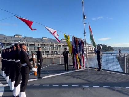 Indian Navy hoists tricolour at warships in Sydney | Indian Navy hoists tricolour at warships in Sydney