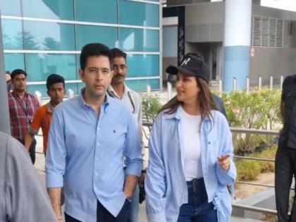 Parineeti, Raghav twin in blue as duo spotted at airport ahead of marriage | Parineeti, Raghav twin in blue as duo spotted at airport ahead of marriage Parineeti, Raghav twin in blue as duo spotted at airport ahead of marriage | Parineeti, Raghav twin in blue as duo spotted at airport ahead of marriage