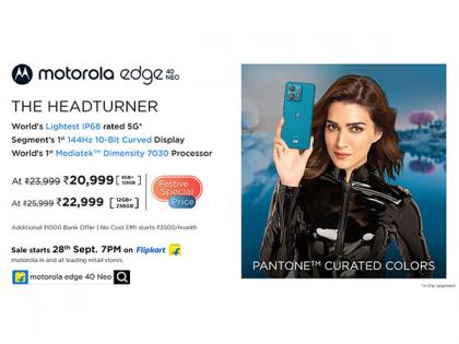 Motorola Launches edge 40 neo – World’s Lightest 5G Smartphone with IP68 Underwater Protection, 144Hz Curved Display at a starting price of Rs 20,999 | Motorola Launches edge 40 neo – World’s Lightest 5G Smartphone with IP68 Underwater Protection, 144Hz Curved Display at a starting price of Rs 20,999 Motorola Launches edge 40 neo – World’s Lightest 5G Smartphone with IP68 Underwater Protection, 144Hz Curved Display at a starting price of Rs 20,999 | Motorola Launches edge 40 neo – World’s Lightest 5G Smartphone with IP68 Underwater Protection, 144Hz Curved Display at a starting price of Rs 20,999