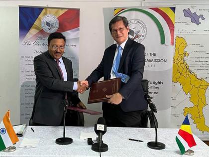 Chief Election Commissioner Rajiv Kumar signs MoU with poll authority of Seychelles to expand 'cooperation' | Chief Election Commissioner Rajiv Kumar signs MoU with poll authority of Seychelles to expand 'cooperation' Chief Election Commissioner Rajiv Kumar signs MoU with poll authority of Seychelles to expand 'cooperation' | Chief Election Commissioner Rajiv Kumar signs MoU with poll authority of Seychelles to expand 'cooperation'