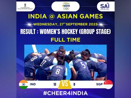 Asian Games: Indian women's hockey team starts off with 13-0 win over Singapore | Asian Games: Indian women's hockey team starts off with 13-0 win over Singapore