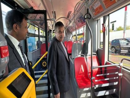 Union Minister Nitin Gadkari takes test drive in hydrogen bus in Prague | Union Minister Nitin Gadkari takes test drive in hydrogen bus in Prague Union Minister Nitin Gadkari takes test drive in hydrogen bus in Prague | Union Minister Nitin Gadkari takes test drive in hydrogen bus in Prague