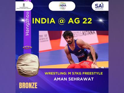 Asian Games: Indian grappler Aman Sehrawat wins bronze in men's freestyle 57Kg category | Asian Games: Indian grappler Aman Sehrawat wins bronze in men's freestyle 57Kg category Asian Games: Indian grappler Aman Sehrawat wins bronze in men's freestyle 57Kg category | Asian Games: Indian grappler Aman Sehrawat wins bronze in men's freestyle 57Kg category