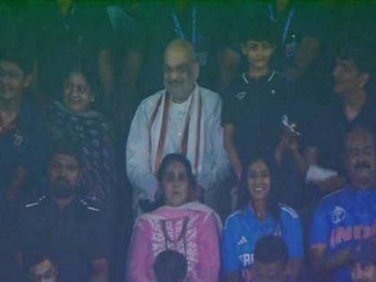 Amit Shah cheers India team from Ahmedabad Stadium, lauds victory in WC clash against Pakistan | Amit Shah cheers India team from Ahmedabad Stadium, lauds victory in WC clash against Pakistan Amit Shah cheers India team from Ahmedabad Stadium, lauds victory in WC clash against Pakistan | Amit Shah cheers India team from Ahmedabad Stadium, lauds victory in WC clash against Pakistan
