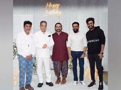 Aamir Khan, Suriya pose at Kamal Haasan's birthday bash | Aamir Khan, Suriya pose at Kamal Haasan's birthday bash