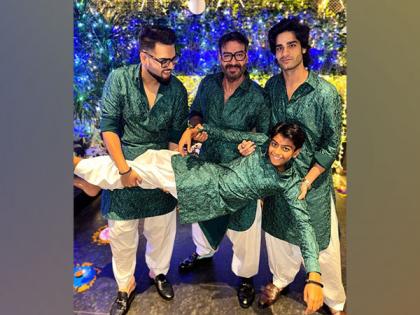Diwali: Ajay Devgn twins in green with son Yug, nephews | Diwali: Ajay Devgn twins in green with son Yug, nephews