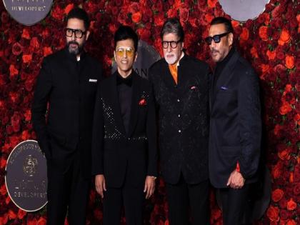 Amitabh Bachchan, Abhishek twin in black as they attend producer Anand Pandit's 60th birthday bash | Amitabh Bachchan, Abhishek twin in black as they attend producer Anand Pandit's 60th birthday bash Amitabh Bachchan, Abhishek twin in black as they attend producer Anand Pandit's 60th birthday bash | Amitabh Bachchan, Abhishek twin in black as they attend producer Anand Pandit's 60th birthday bash