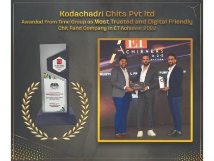 Kodachadri Chits Receives Coveted ET Award for 'Most Trusted and Digital Friendly Chit Fund Company' by Times Group; Shares Robust Expansion Plans | Kodachadri Chits Receives Coveted ET Award for 'Most Trusted and Digital Friendly Chit Fund Company' by Times Group; Shares Robust Expansion Plans Kodachadri Chits Receives Coveted ET Award for 'Most Trusted and Digital Friendly Chit Fund Company' by Times Group; Shares Robust Expansion Plans | Kodachadri Chits Receives Coveted ET Award for 'Most Trusted and Digital Friendly Chit Fund Company' by Times Group; Shares Robust Expansion Plans