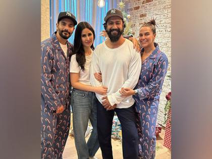Vicky, Katrina pose with Neha Dhupia, Angad Bedi at Christmas bash | Vicky, Katrina pose with Neha Dhupia, Angad Bedi at Christmas bash Vicky, Katrina pose with Neha Dhupia, Angad Bedi at Christmas bash | Vicky, Katrina pose with Neha Dhupia, Angad Bedi at Christmas bash