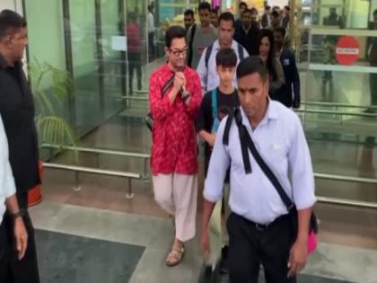 Aamir Khan arrives in Udaipur with son Azad for Ira-Nupur's wedding reception | Aamir Khan arrives in Udaipur with son Azad for Ira-Nupur's wedding reception Aamir Khan arrives in Udaipur with son Azad for Ira-Nupur's wedding reception | Aamir Khan arrives in Udaipur with son Azad for Ira-Nupur's wedding reception