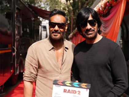 Ravi Teja gives mahurat clap for Ajay Devgn-starrer 'Raid 2' | Ravi Teja gives mahurat clap for Ajay Devgn-starrer 'Raid 2' Ravi Teja gives mahurat clap for Ajay Devgn-starrer 'Raid 2' | Ravi Teja gives mahurat clap for Ajay Devgn-starrer 'Raid 2'