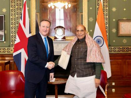 Rajnath Singh, David Cameron appreciate momentum of India-UK partnership | Rajnath Singh, David Cameron appreciate momentum of India-UK partnership Rajnath Singh, David Cameron appreciate momentum of India-UK partnership | Rajnath Singh, David Cameron appreciate momentum of India-UK partnership
