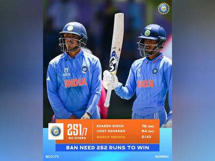 India post 251/7 against Bangladesh in U19 Cricket World Cup; Uday, Adarsh hit fifties | India post 251/7 against Bangladesh in U19 Cricket World Cup; Uday, Adarsh hit fifties