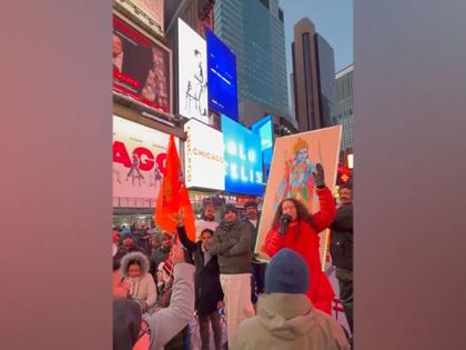 NYC: Times Square echoes with 'Jai Shree Ram' chants as hundreds celebrate 'Pran Pratishtha' in Ayodhya | NYC: Times Square echoes with 'Jai Shree Ram' chants as hundreds celebrate 'Pran Pratishtha' in Ayodhya