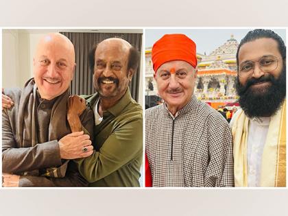 Anupam Kher shares clicks with Rishab Shetty, Rajinikanth from 'Pran Pratishtha' ceremony in Ayodhya | Anupam Kher shares clicks with Rishab Shetty, Rajinikanth from 'Pran Pratishtha' ceremony in Ayodhya