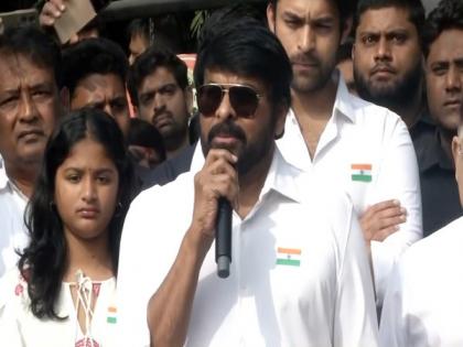 Republic Day 2024 : Actor Chiranjeevi unfurls national flag at his blood bank | Republic Day 2024 : Actor Chiranjeevi unfurls national flag at his blood bank