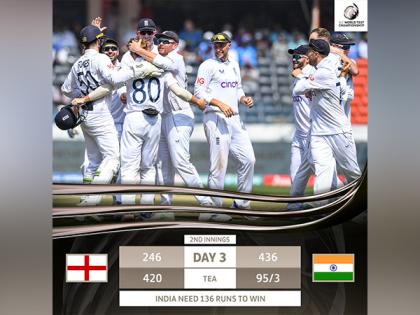 India end the second session at 95/3 at Tea in Hyderabad (Day 04, Tea) | India end the second session at 95/3 at Tea in Hyderabad (Day 04, Tea)