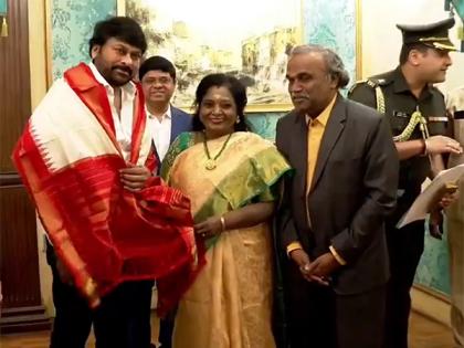 Chiranjeevi felicitated by Telangana Governer over his Padma Vibhushan honour | Chiranjeevi felicitated by Telangana Governer over his Padma Vibhushan honour Chiranjeevi felicitated by Telangana Governer over his Padma Vibhushan honour | Chiranjeevi felicitated by Telangana Governer over his Padma Vibhushan honour