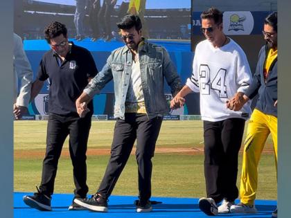 ISPL: Ram Charan, Akshay Kumar, Suriya with Sachin Tendulkar groove to 'Naatu Naatu' | ISPL: Ram Charan, Akshay Kumar, Suriya with Sachin Tendulkar groove to 'Naatu Naatu' ISPL: Ram Charan, Akshay Kumar, Suriya with Sachin Tendulkar groove to 'Naatu Naatu' | ISPL: Ram Charan, Akshay Kumar, Suriya with Sachin Tendulkar groove to 'Naatu Naatu'