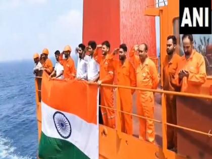 Merchant vessel crew welcomes Indian Navy warship in Arabian Sea, Gulf of Aden with 'Bharat Mata ki Jai' | Merchant vessel crew welcomes Indian Navy warship in Arabian Sea, Gulf of Aden with 'Bharat Mata ki Jai' Merchant vessel crew welcomes Indian Navy warship in Arabian Sea, Gulf of Aden with 'Bharat Mata ki Jai' | Merchant vessel crew welcomes Indian Navy warship in Arabian Sea, Gulf of Aden with 'Bharat Mata ki Jai'
