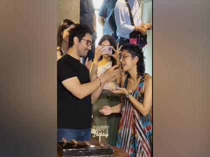 Aamir Khan cuts birthday cake with Kiran Rao, cast of 'Laapataa Ladies' | Aamir Khan cuts birthday cake with Kiran Rao, cast of 'Laapataa Ladies'