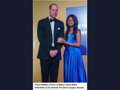 Indian origin student honored with prestigious Diana Legacy Award for exceptional humanitarian efforts | Indian origin student honored with prestigious Diana Legacy Award for exceptional humanitarian efforts