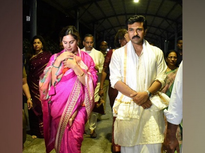 On his birthday, Ram Charan visits Tirupati temple with wife Upasana, daughter | On his birthday, Ram Charan visits Tirupati temple with wife Upasana, daughter