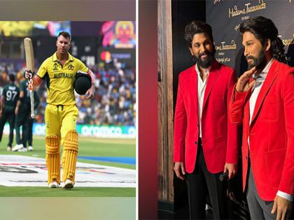 David Warner congratulates Allu Arjun as Pushpa star's wax statue unveiled in Dubai | David Warner congratulates Allu Arjun as Pushpa star's wax statue unveiled in Dubai