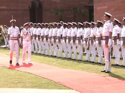 Australian Navy chief receives guard of honour at South Block Lawns in Delhi | Australian Navy chief receives guard of honour at South Block Lawns in Delhi
