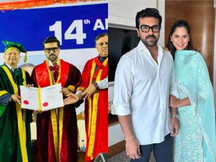 Ram Charan receives honorary doctorate from Vels University, father Chiranjeevi, wife Upasana congratulate him | Ram Charan receives honorary doctorate from Vels University, father Chiranjeevi, wife Upasana congratulate him