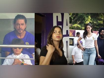 SRK cheers for his team KKR with Suhana, AbRam | SRK cheers for his team KKR with Suhana, AbRam SRK cheers for his team KKR with Suhana, AbRam | SRK cheers for his team KKR with Suhana, AbRam