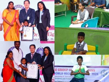Aranthangi's Elshaddai School Students Achieve Record-breaking Feats and Set Elite World Records | Aranthangi's Elshaddai School Students Achieve Record-breaking Feats and Set Elite World Records