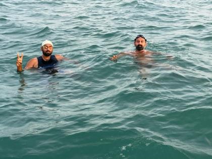 Indian swimmers Bharat Sachdeva, Shaashwat Sharma complete one-way Ram Setu Open Water Swimming Expedition | Indian swimmers Bharat Sachdeva, Shaashwat Sharma complete one-way Ram Setu Open Water Swimming Expedition Indian swimmers Bharat Sachdeva, Shaashwat Sharma complete one-way Ram Setu Open Water Swimming Expedition | Indian swimmers Bharat Sachdeva, Shaashwat Sharma complete one-way Ram Setu Open Water Swimming Expedition