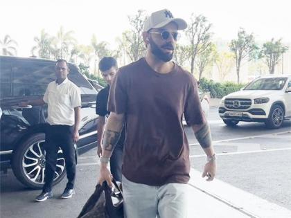 Virat Kohli spotted at Mumbai airport as heads to Hyderabad for next IPL match | Virat Kohli spotted at Mumbai airport as heads to Hyderabad for next IPL match