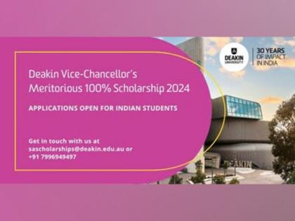 Deakin University invites applications for the 2024 Vice-Chancellor's Meritorious Scholarship Program, over INR 60 million in scholarships for Indian students | Deakin University invites applications for the 2024 Vice-Chancellor's Meritorious Scholarship Program, over INR 60 million in scholarships for Indian students