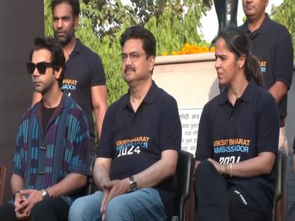 Saina Nehwal, Rajkumar Rao urge people to come out and vote during Viksit Bharat Run | Saina Nehwal, Rajkumar Rao urge people to come out and vote during Viksit Bharat Run